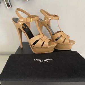 Saint Laurent Tribute Leather Platform Sandals